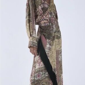 Rare Zara Patterned Midi Dress, Paisley, Fringed, S